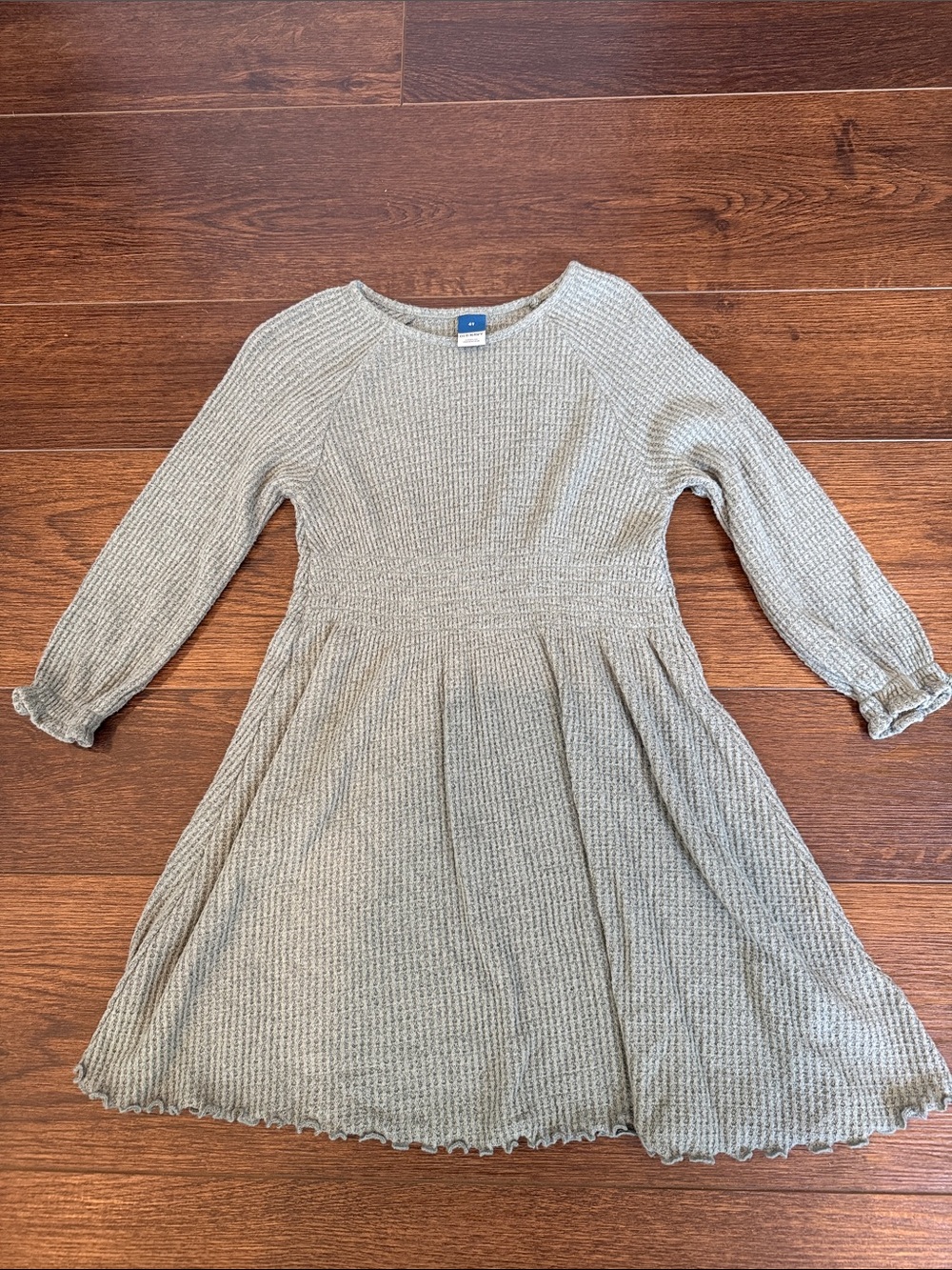 Old Navy Girls' Waffle Knit Long Sleeve Dress - Sage Green